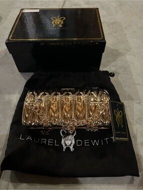 Laurel Dewitt Gold Metallic Evening Clutch